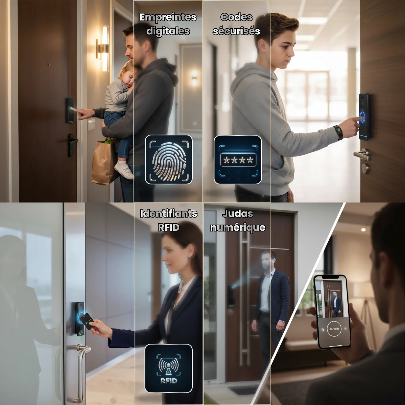 OneKee Vision — 4 modes d'accès : empreintes digitales, codes sécurisés, identifiants RFID et veines palmaires