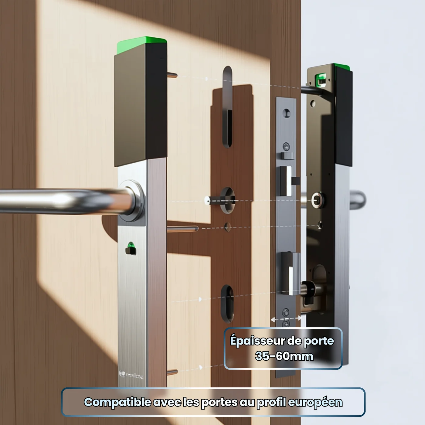 OneKee Pass — compatible avec les portes au profil européen, épaisseur de porte 35-60 mm, installation sur serrure existante