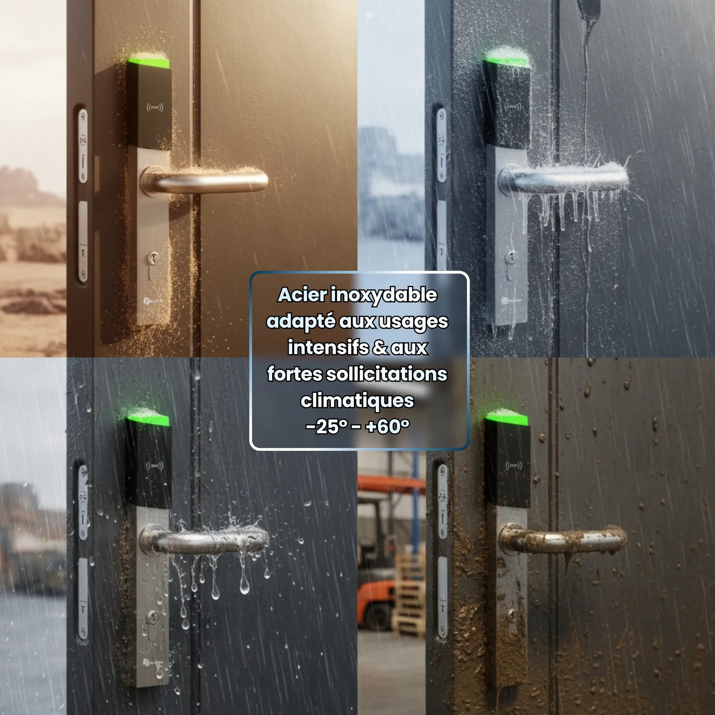 OneKee Pass — acier inoxydable adapté aux usages intensifs et aux fortes sollicitations climatiques, résistance de -25° à +60°