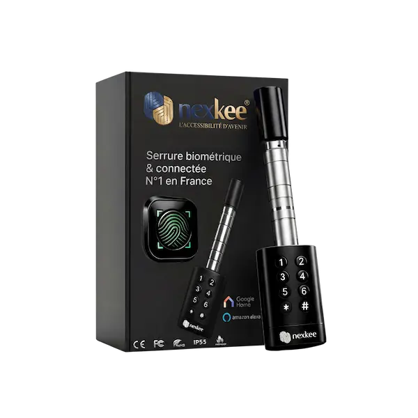 OneKee Black — serrure connectée biométrique, finition noire